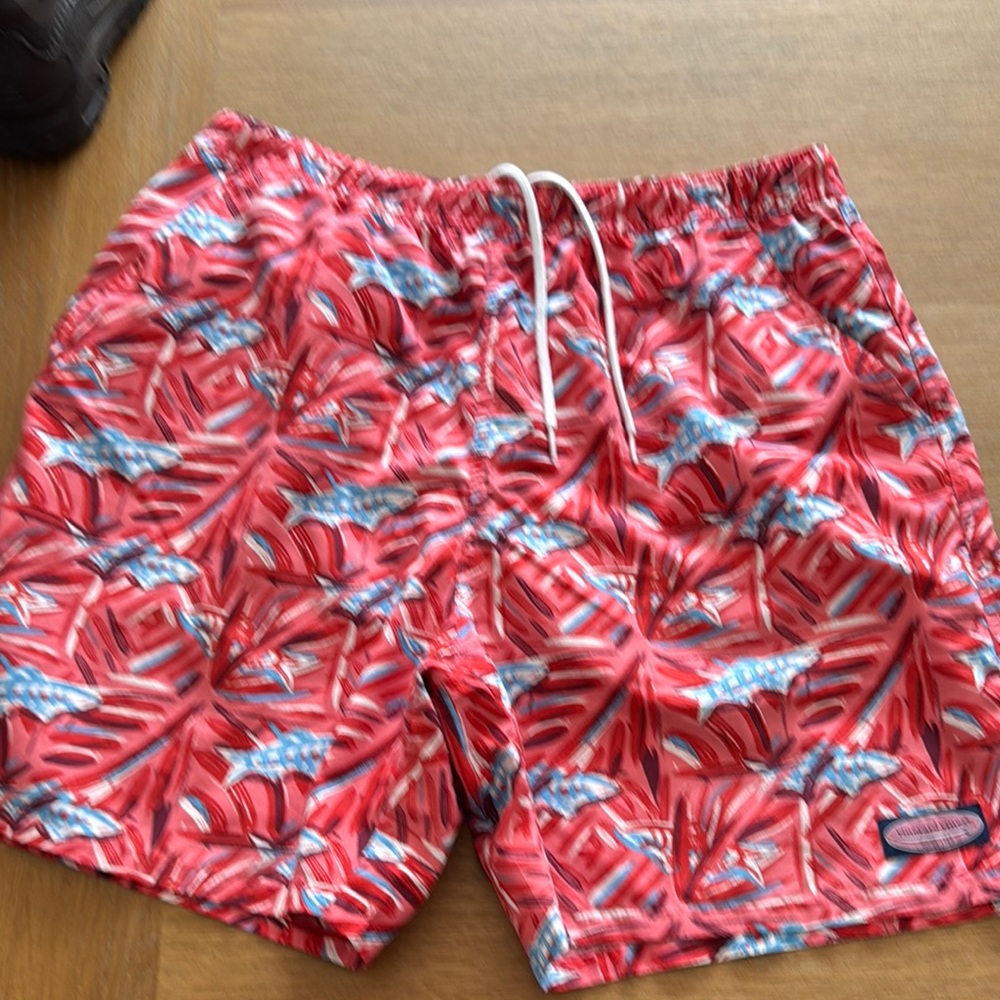 Vineyard Vines Red and Blue Swim Trunks